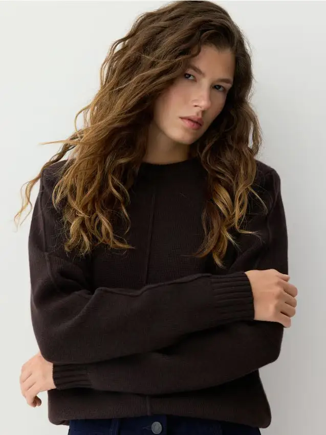 Maglione in lana merino - marrone scuro