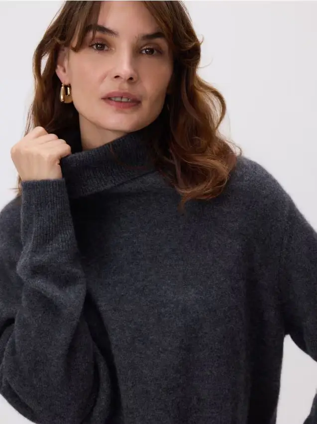 Maglione in lana misto cachemire - grigio scuro