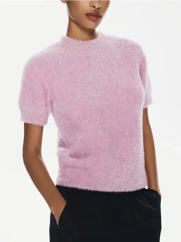 Maglione in misto filato metallizzato - rosa