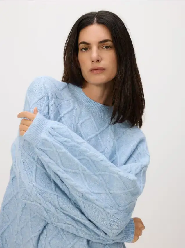 Maglione in misto lana - azzurro