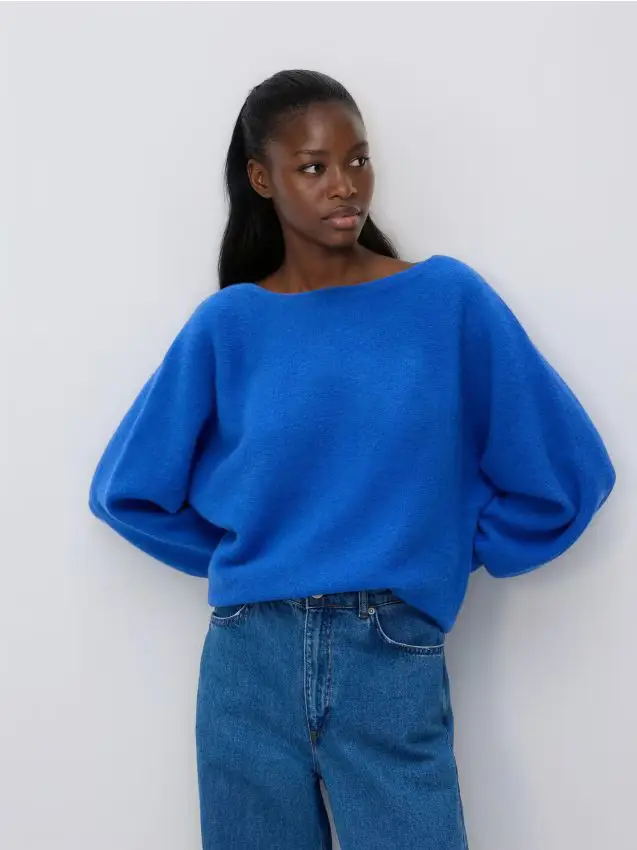 Maglione in misto lana - blu