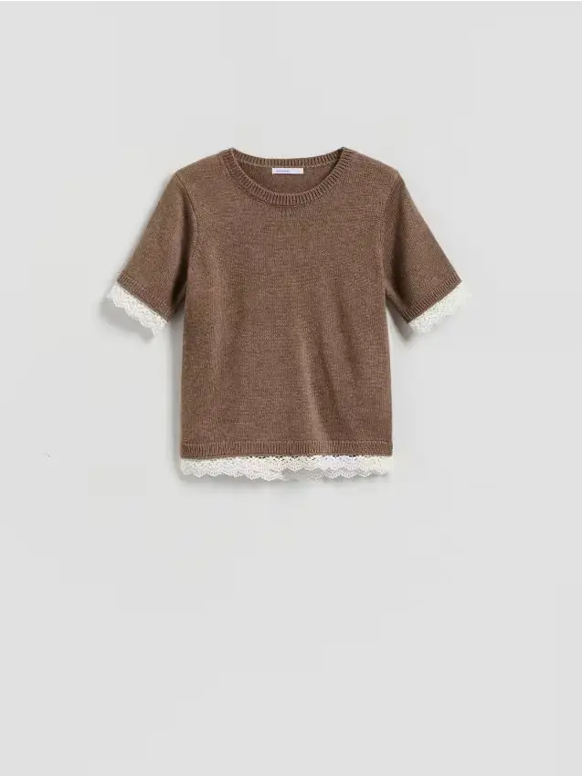 Maglione in misto lana - caffè