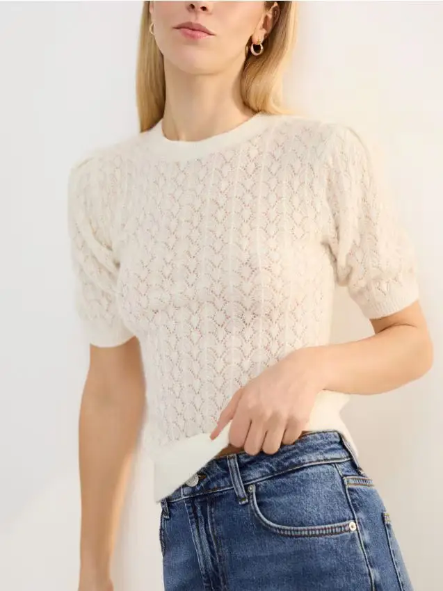 Maglione in misto lana di alpaca - panna