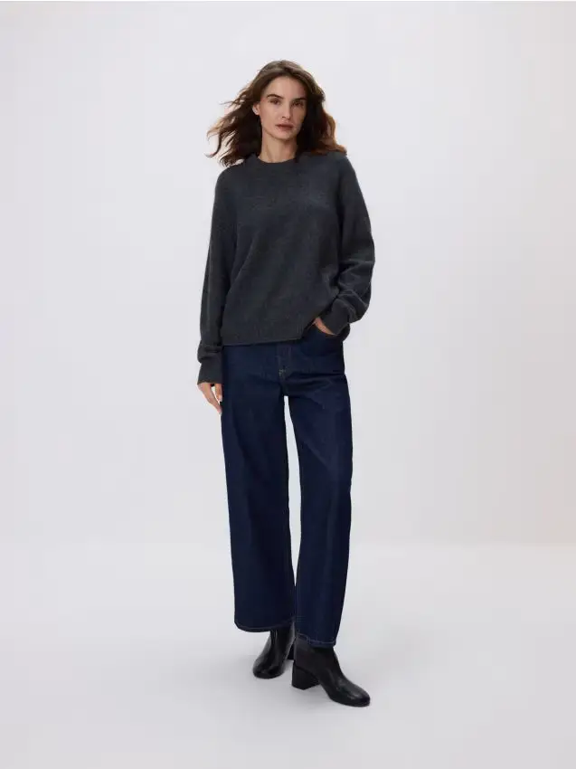 Maglione in misto lana e misto cashmere - grigio scuro