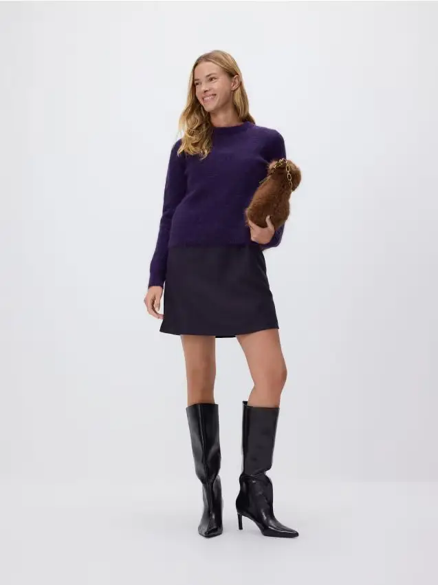 Maglione in misto lana e mohair - mogano