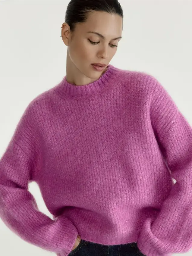 Maglione in misto lana - fucsia