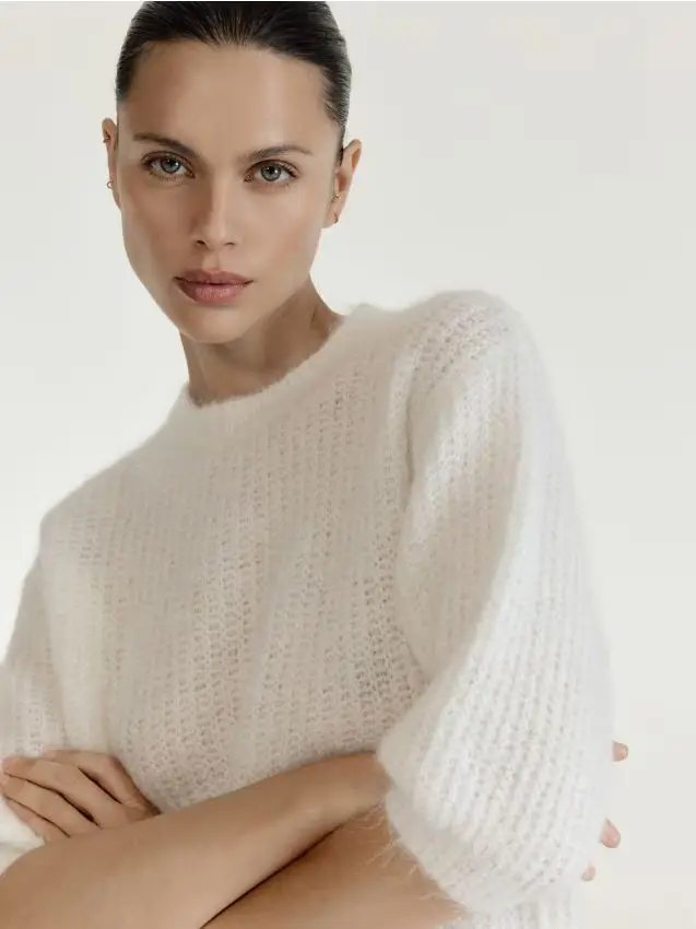 Maglione in misto lana - panna