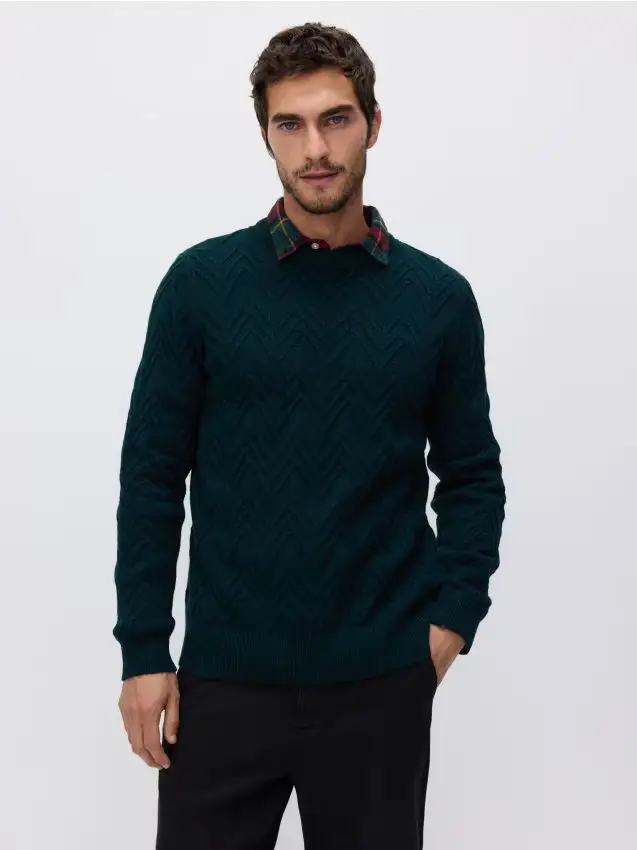 Maglione in misto lana - verde scuro