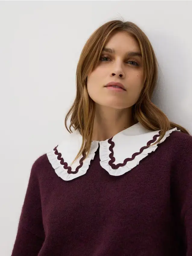 Maglione in misto lana - viola scuro