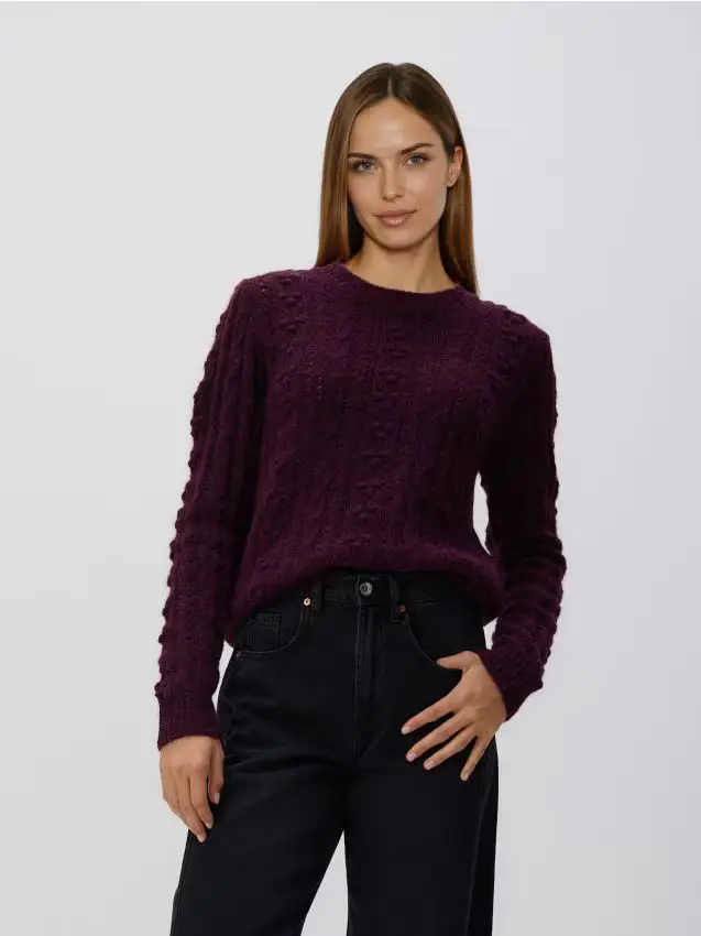 Maglione in misto lana - viola scuro