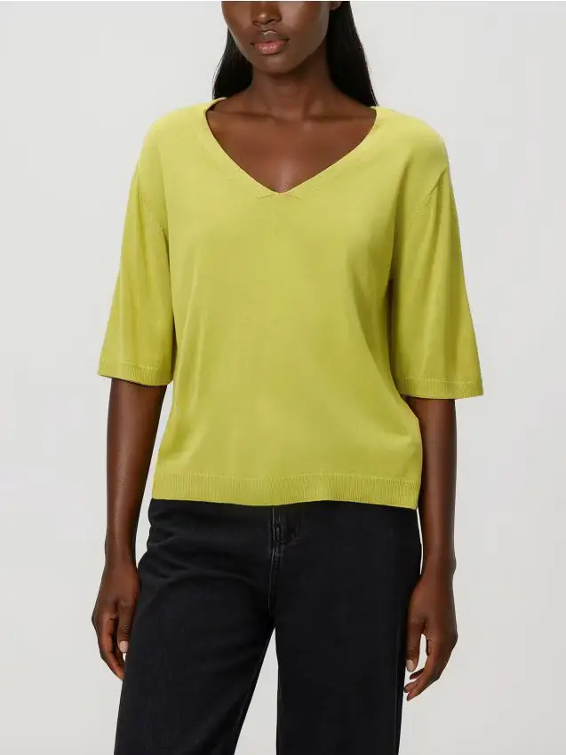 Maglione in misto viscosa - verde-giallo