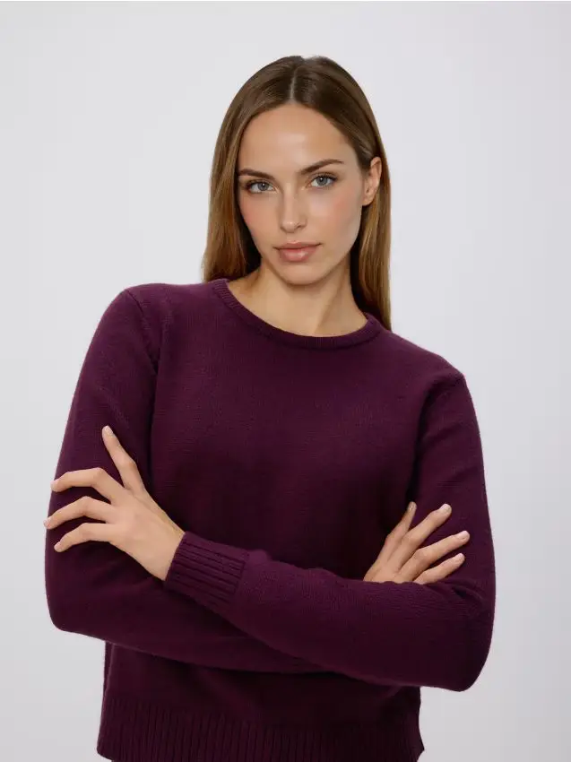 Maglione in misto viscosa - viola scuro