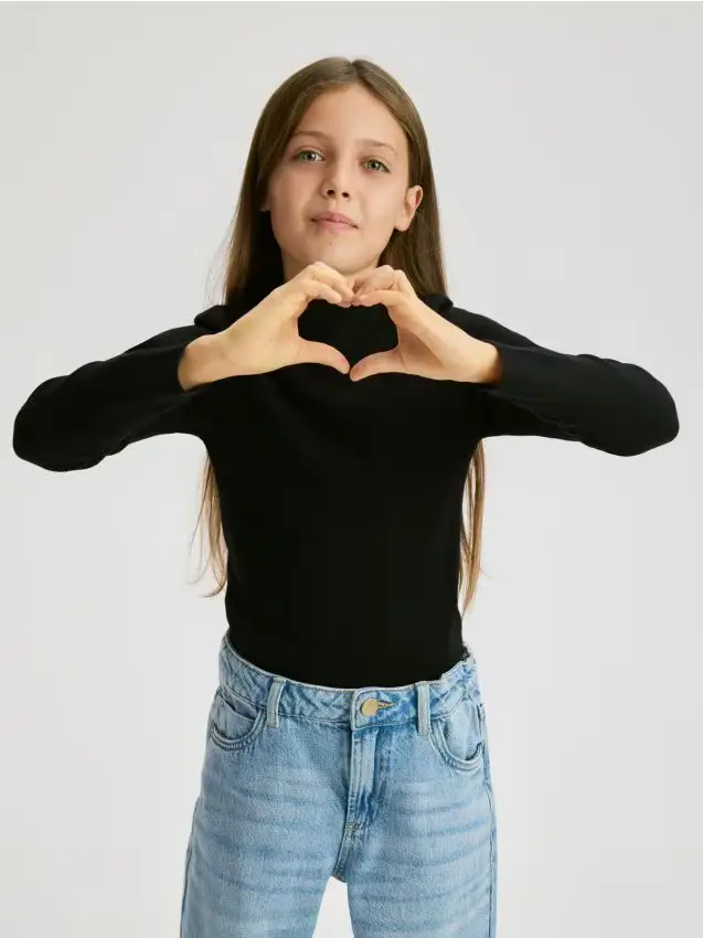 Maglione liscio in viscosa - nero