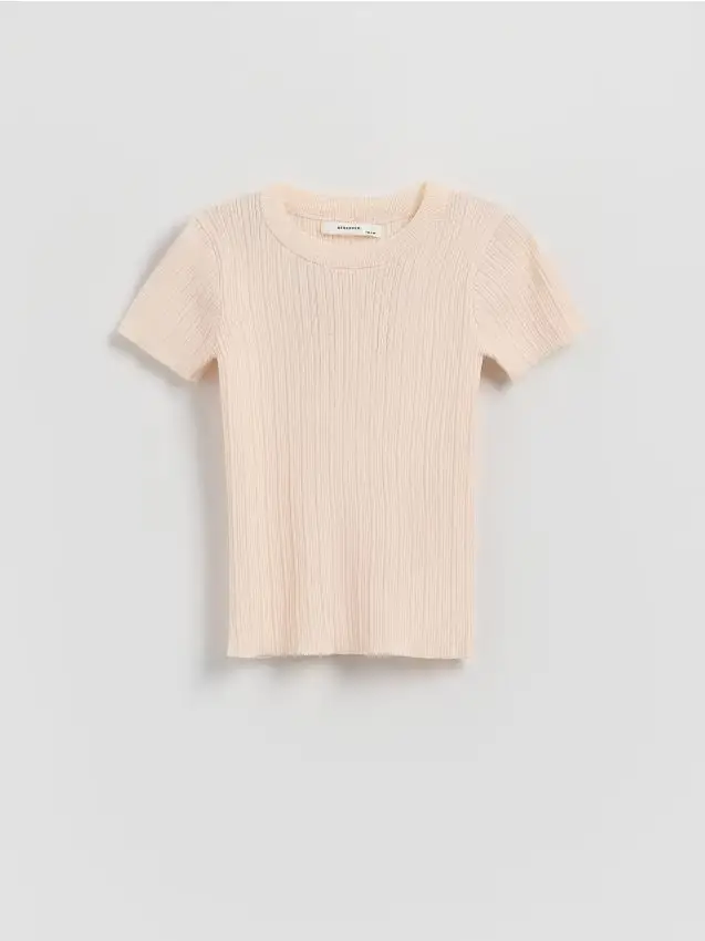 Maglione manica corta viscosa - rosa pastello