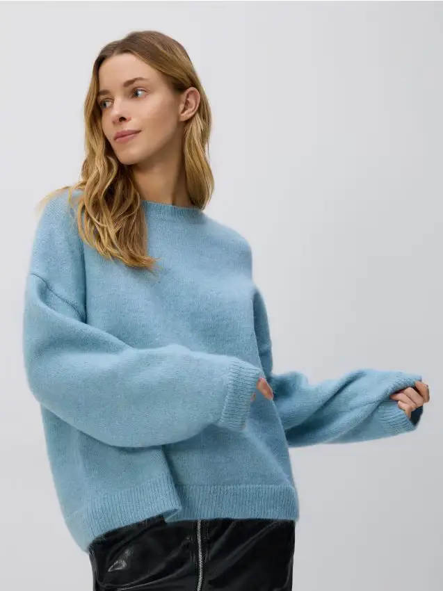 Maglione misto lana e mohair - acqua