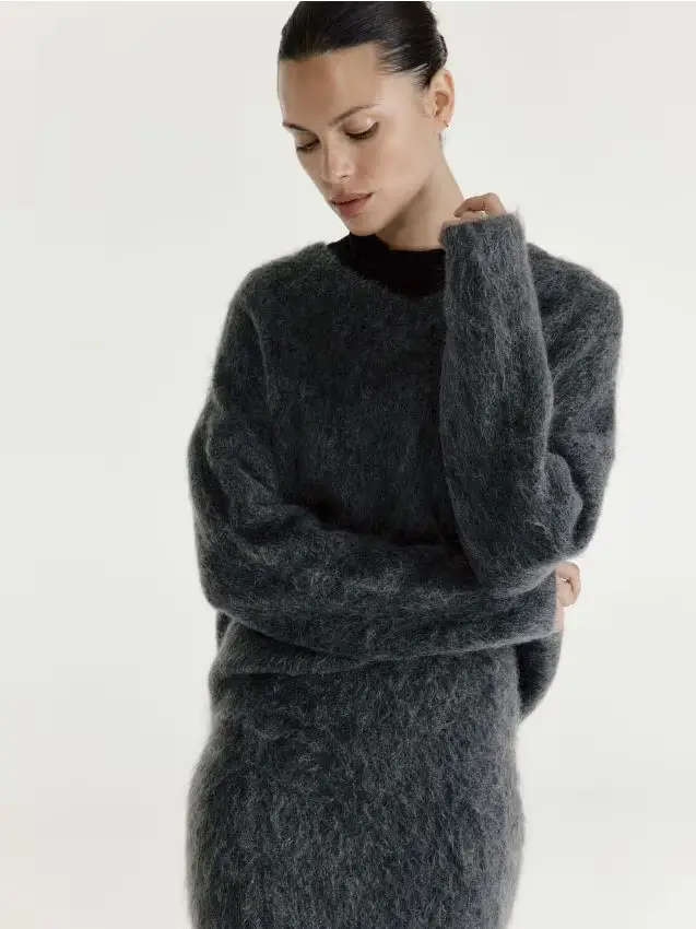 Maglione misto lana e mohair - grigio scuro