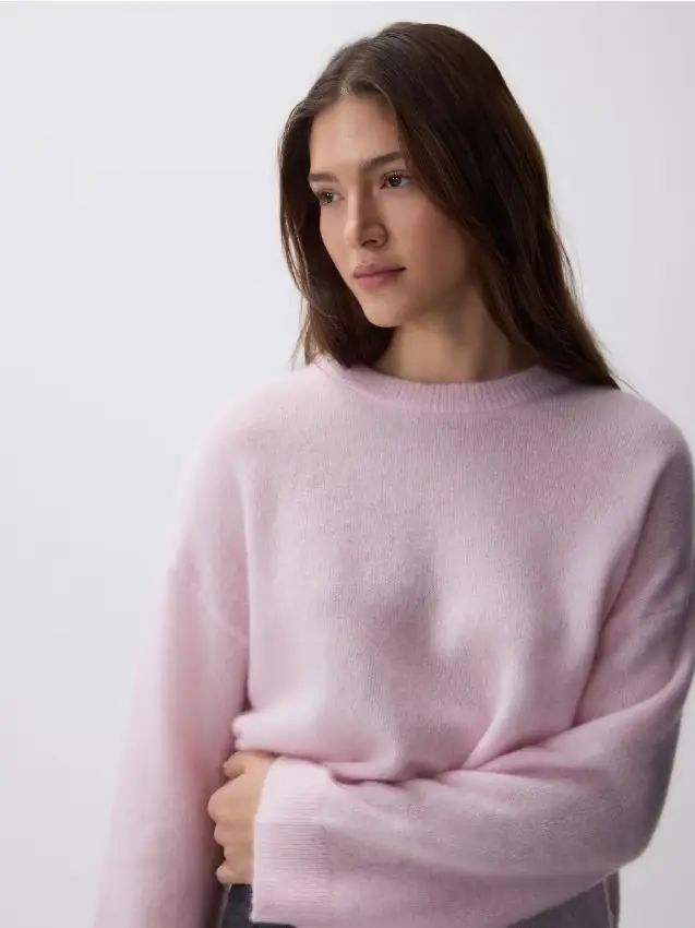 Maglione misto lana e mohair - rosa pastello