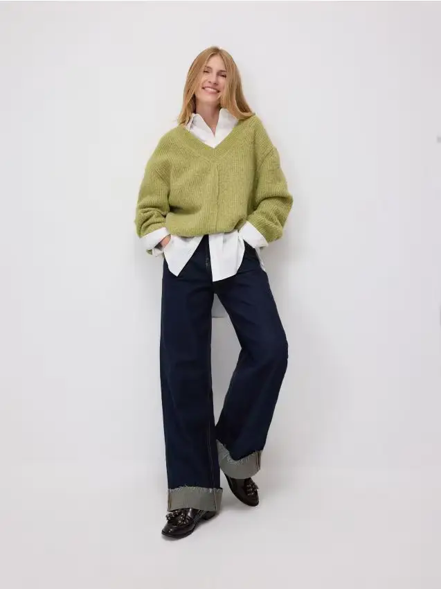 Maglione oversize - verde-giallo