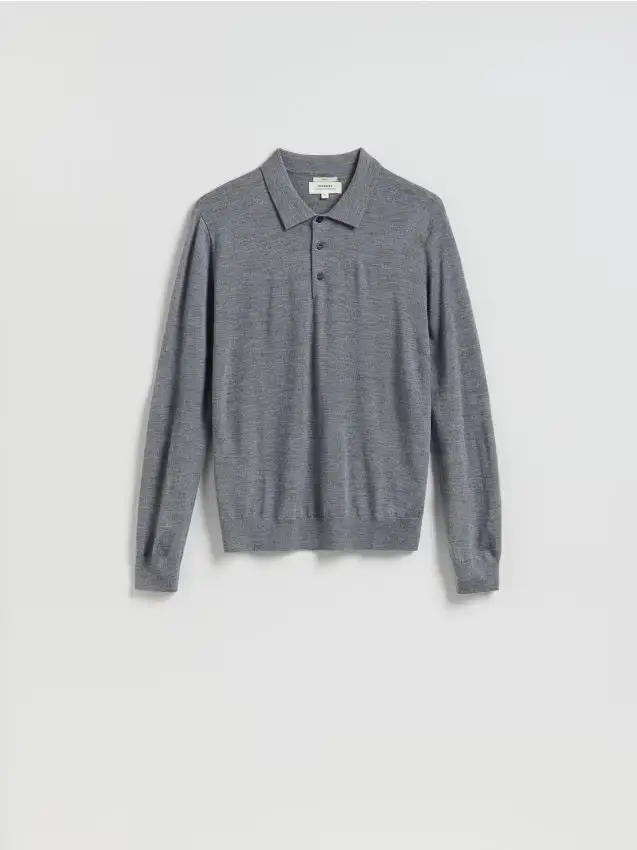 Maglione polo in lana - grigio scuro
