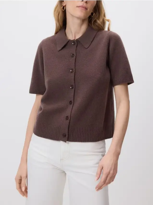 Maglione polo in lana - marrone