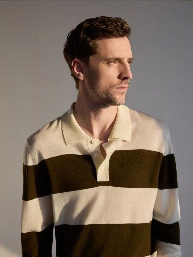 Maglione polo in lana merino - verde