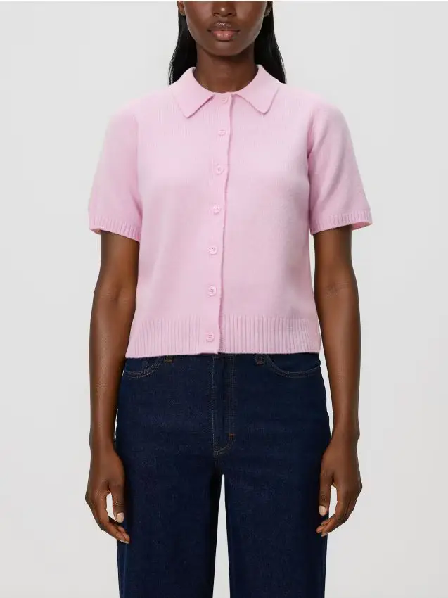 Maglione polo in lana - rosa pastello