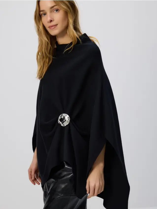 Maglione poncho - nero