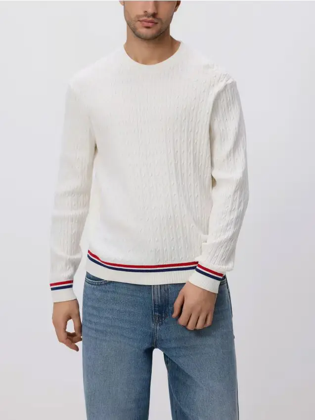 Maglione strutturato in misto cotone - bianco