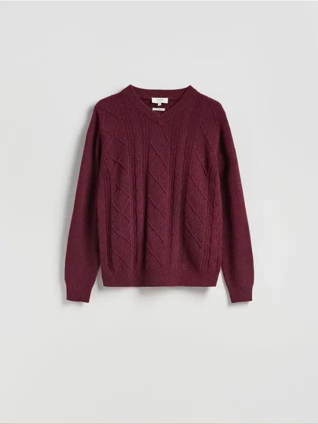 Maglione strutturato in misto lana - maroon