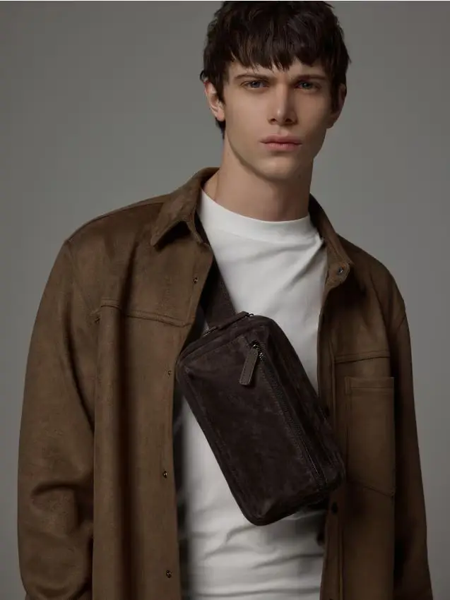 Marsupio in suede - marrone scuro