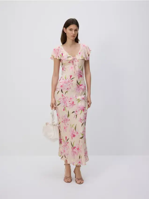 Maxi abito a fantasia floreale - multicolore