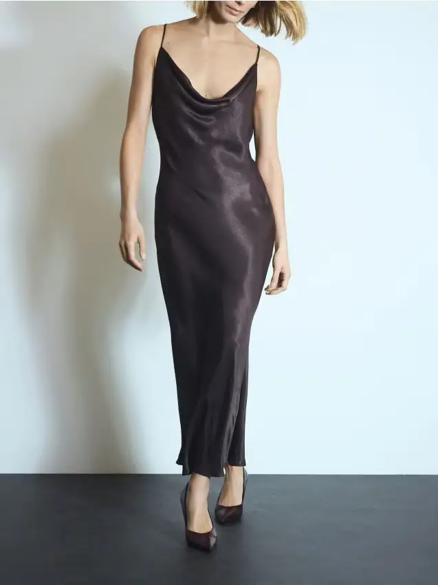 Maxi abito in viscosa - marrone scuro