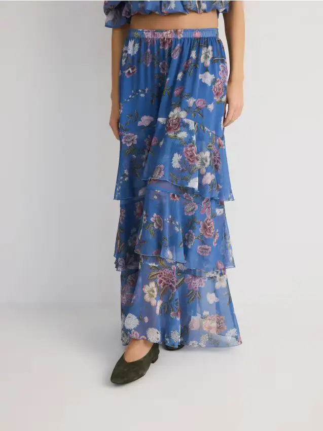 Maxi gonna con balze - multicolore