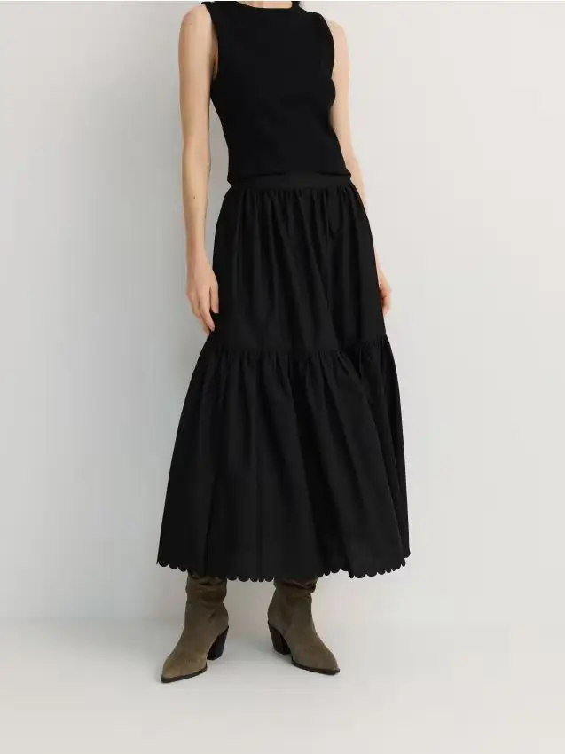 Maxi gonna con cotone - nero