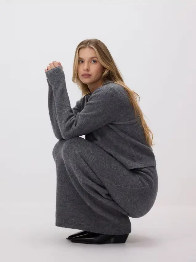 Maxi gonna in maglia - grigio scuro