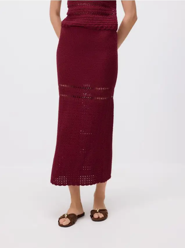 Maxi gonna in maglia - maroon