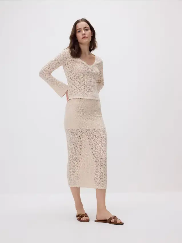 Maxi gonna in maglia - nude