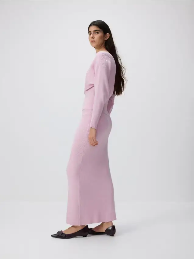 Maxi gonna in maglia - rosa pastello