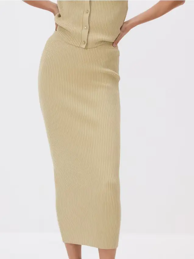 Maxi gonna in maglia - verde pallido