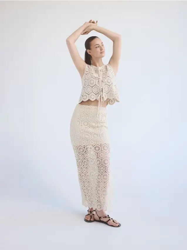 Maxi gonna traforata - nude