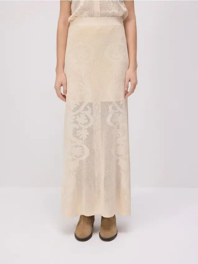 Maxi gonna traforata - panna