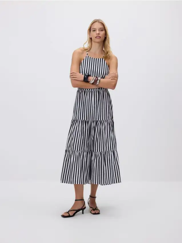 Maxivestito in cotone - blu scuro