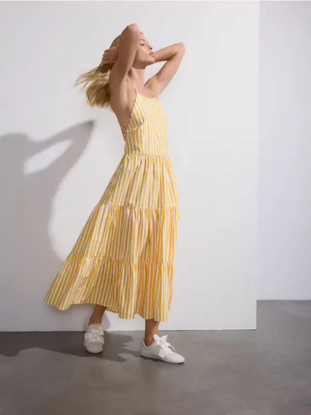 Reserved Maxivestito in cotone - giallo