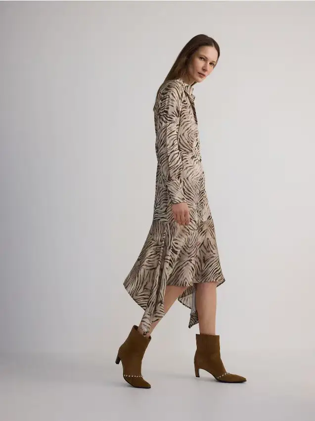 Midi abito chemisier in viscosa - multicolore