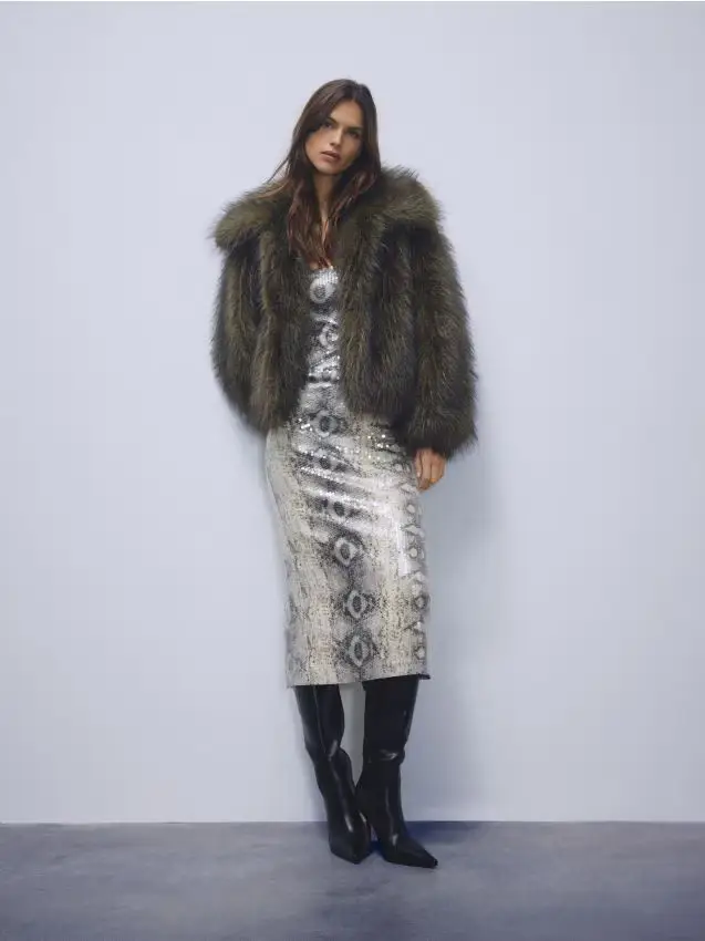 Midi vestito con motivo animalier - multicolore