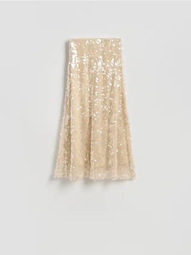 Midigonna con paillette - nude