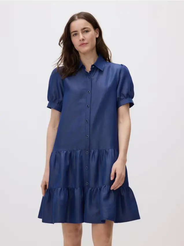 Mini abito con colletto - blu