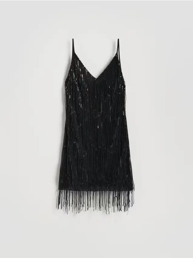 Mini abito con paillettes - nero