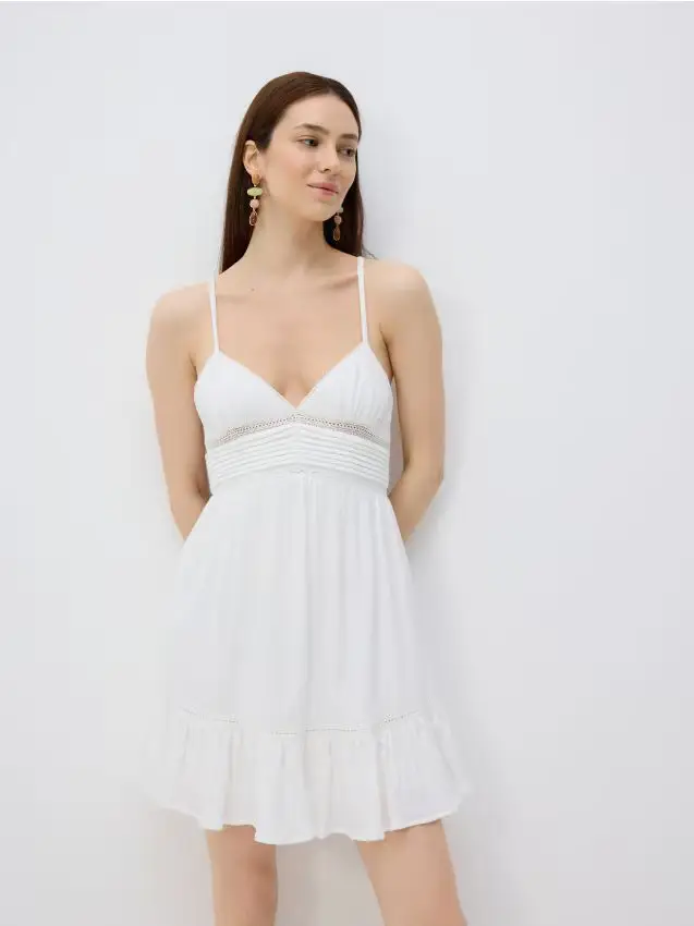 Mini abito con spalline - panna