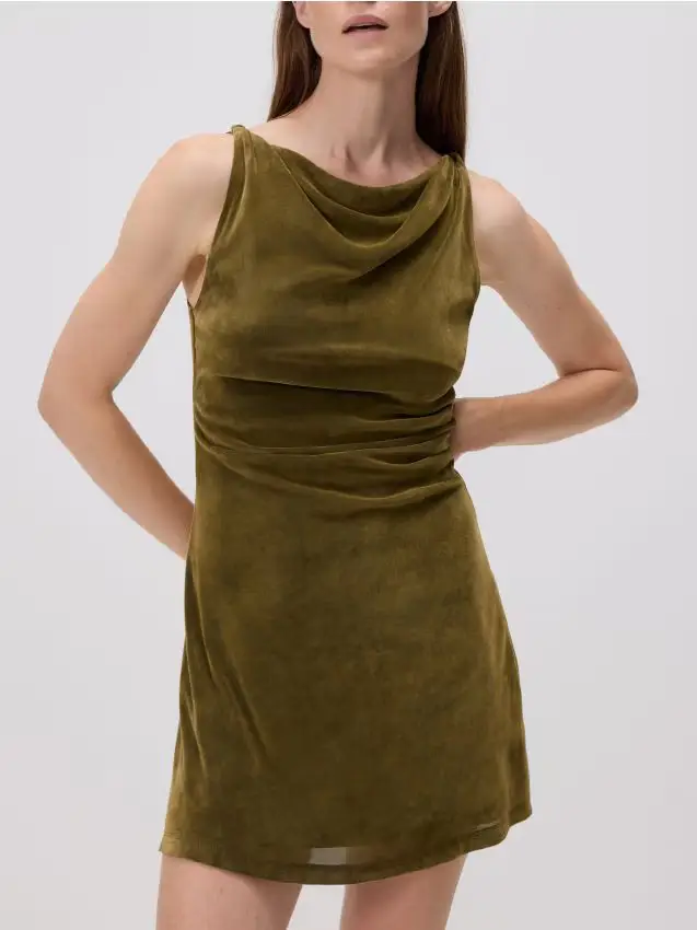 Mini vestito con arricciatura - verde-marrone